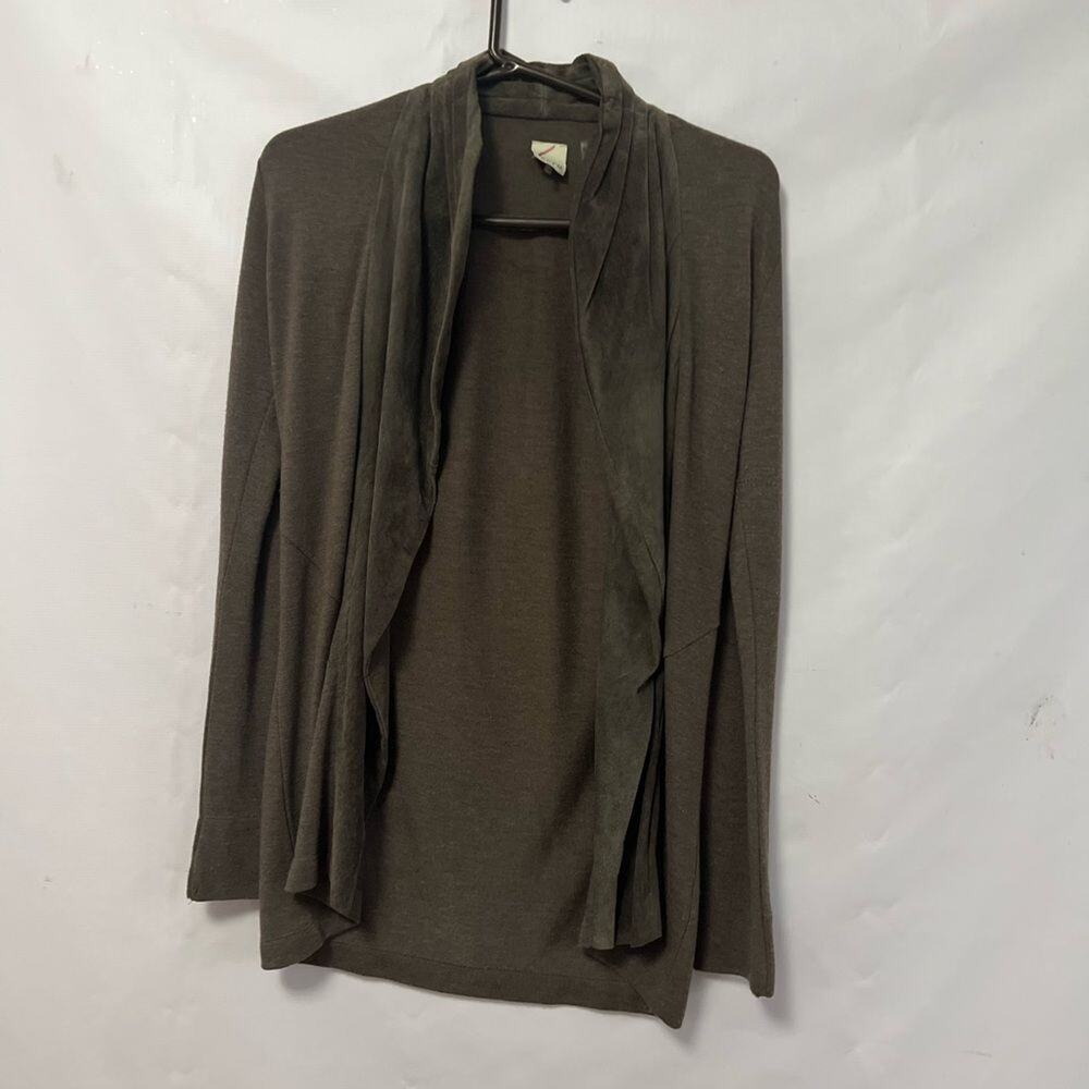 ECRU GENUINE SUEDE OPEN CARDIGAN SWEATER SIZE XS‎